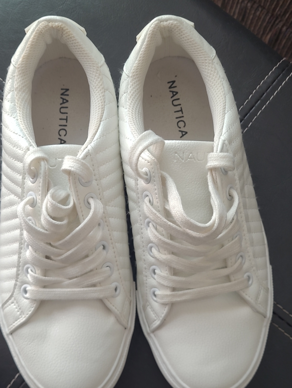 Nautica Women's White Quilted Lace-Up Sneakers